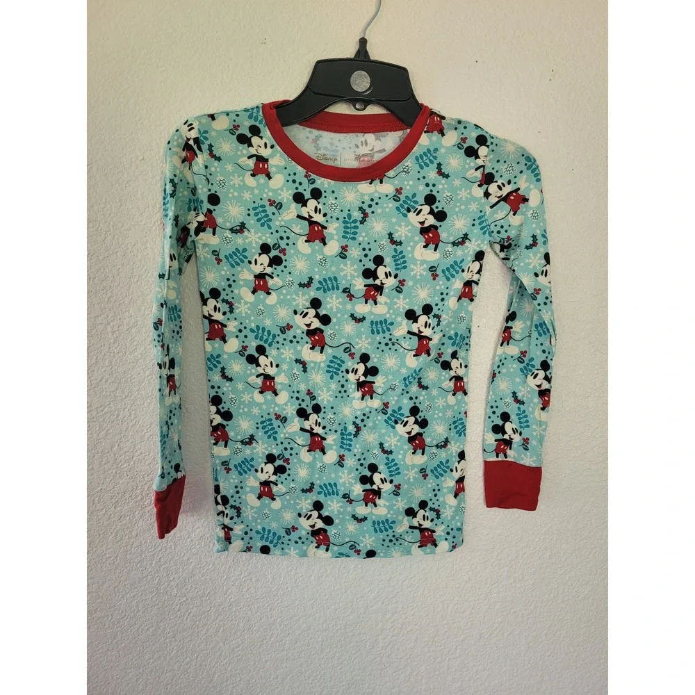 Little Sleepies Disney Mickey Mouse Holiday Bamboo Pajama Top Blue Red 7/8 #R